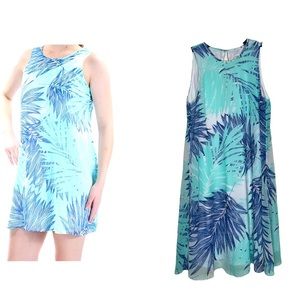 Calvin Klein slip on dress turquoise leafs size 4